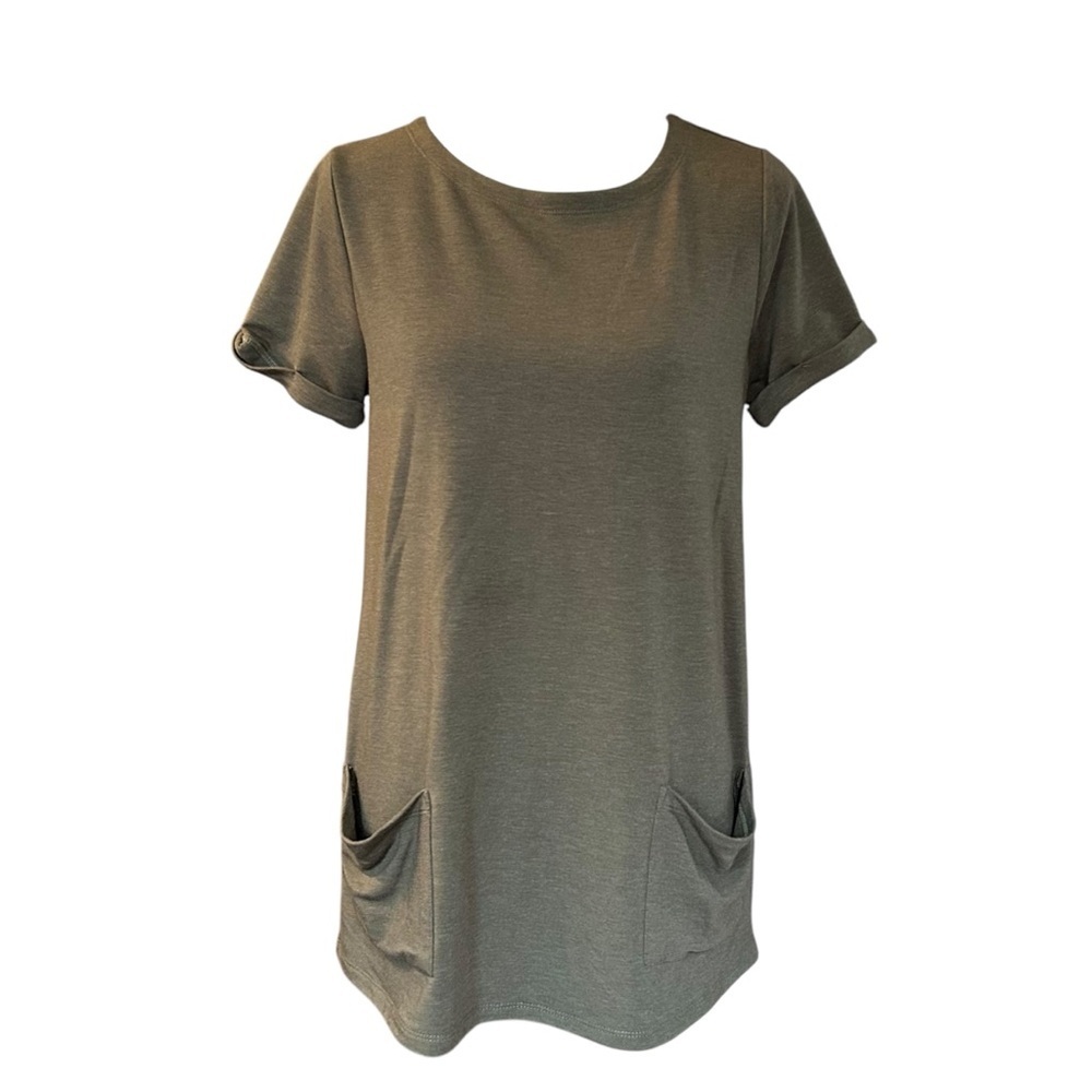 NEW Cable & Gague Structured Pocket Short Sleeve Tunic Tee Top Women’s SZ Small